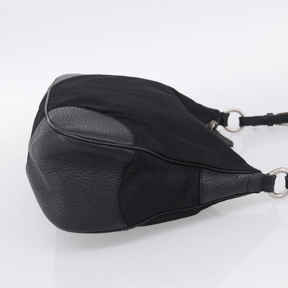 PRADA Shoulder Bag Nylon Black Silver Auth 214656V