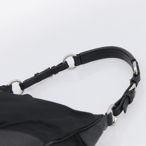 PRADA Shoulder Bag Nylon Black Silver Auth 214656V