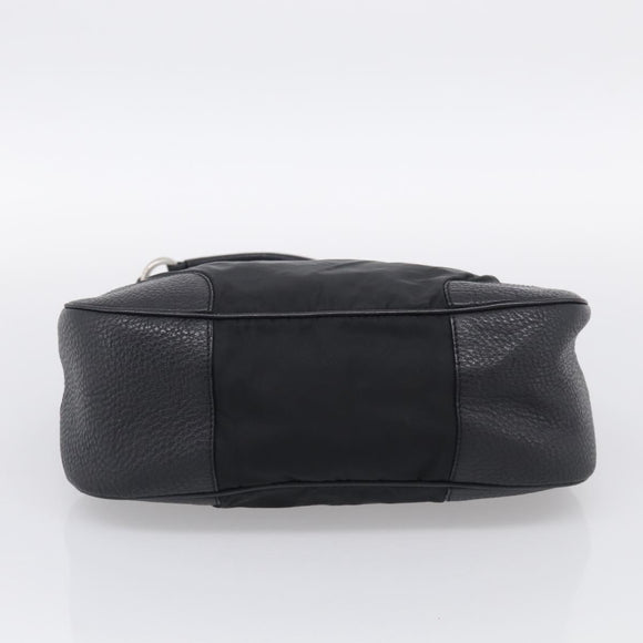 PRADA Shoulder Bag Nylon Black Silver Auth 214656V