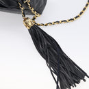 CHANEL Chain Shoulder Bag Lamb Skin Black Gold CC Auth 214657V-14