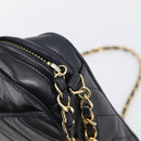 CHANEL Chain Shoulder Bag Lamb Skin Black Gold CC Auth 214657V-15
