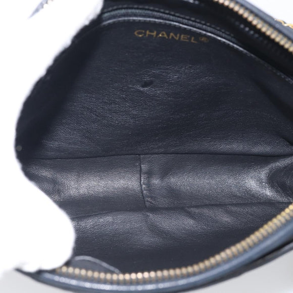 CHANEL Chain Shoulder Bag Lamb Skin Black Gold CC Auth 214657V