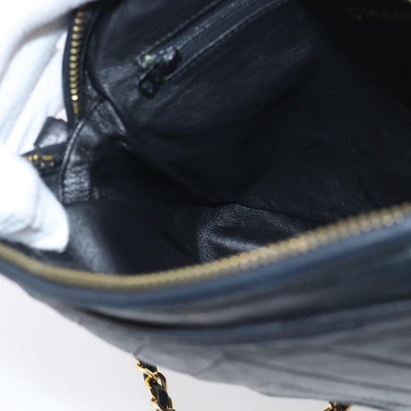 CHANEL Chain Shoulder Bag Lamb Skin Black Gold CC Auth 214657V