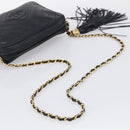 CHANEL Chain Shoulder Bag Lamb Skin Black Gold CC Auth 214657V-7