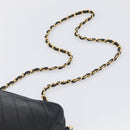 CHANEL Chain Shoulder Bag Lamb Skin Black Gold CC Auth 214657V-8
