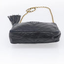 CHANEL Chain Shoulder Bag Lamb Skin Black Gold CC Auth 214657V-9