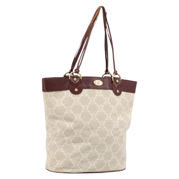 CELINE C Macadam Canvas Tote Bag Ivory Gold Auth 214658