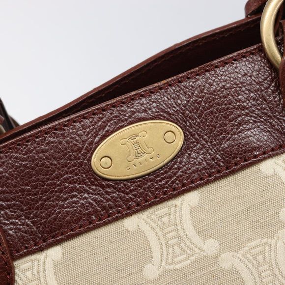 CELINE C Macadam Canvas Tote Bag Ivory Gold Auth 214658