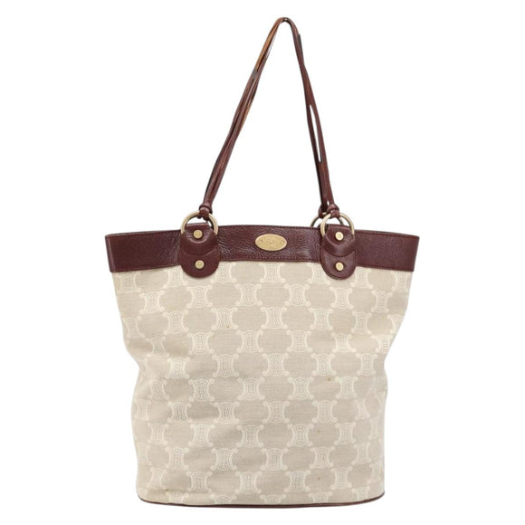 CELINE C Macadam Canvas Tote Bag Ivory Gold Auth 214658