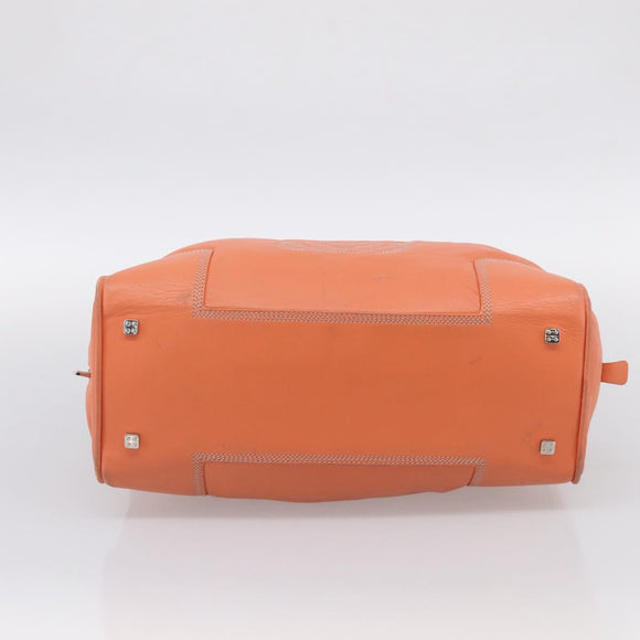 LOEWE Amazona 36 Hand Bag Leather Orange Silver Auth 214659A