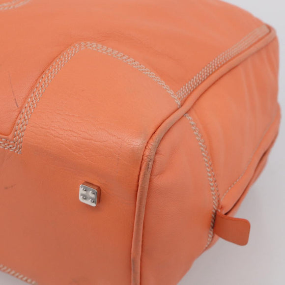 LOEWE Amazona 36 Hand Bag Leather Orange Silver Auth 214659A
