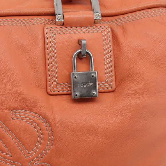 LOEWE Amazona 36 Hand Bag Leather Orange Silver Auth 214659A