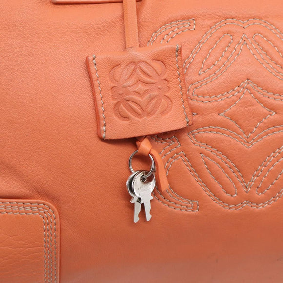 LOEWE Amazona 36 Hand Bag Leather Orange Silver Auth 214659A