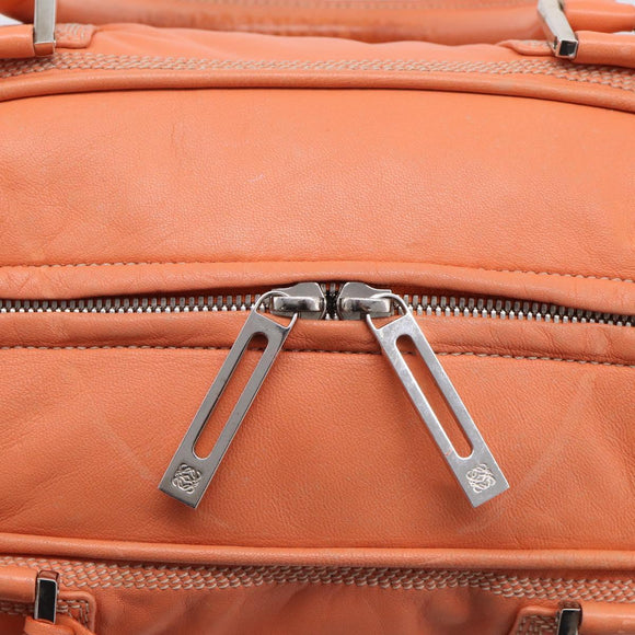 LOEWE Amazona 36 Hand Bag Leather Orange Silver Auth 214659A