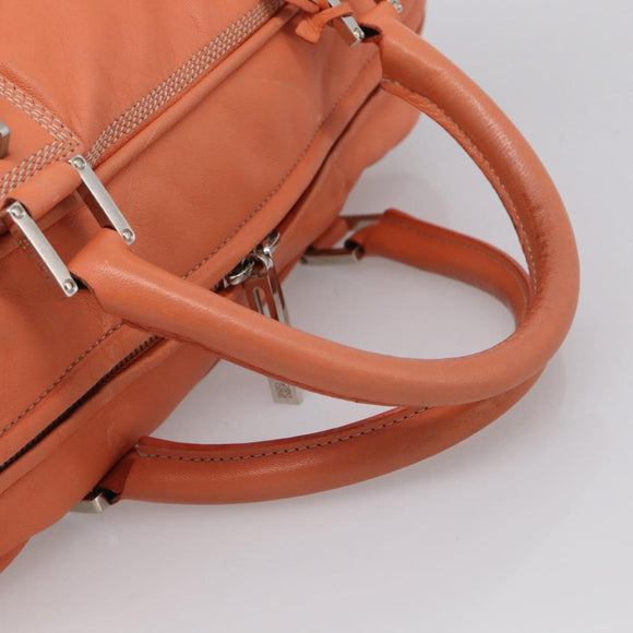 LOEWE Amazona 36 Hand Bag Leather Orange Silver Auth 214659A