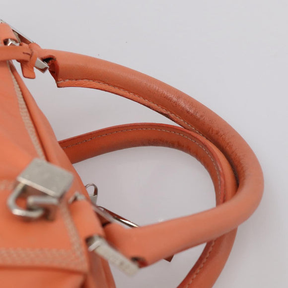LOEWE Amazona 36 Hand Bag Leather Orange Silver Auth 214659A