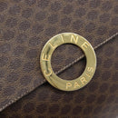 CELINE Macadam Canvas Circle Shoulder Bag PVC Leather Brown Gold Auth 214660A-14