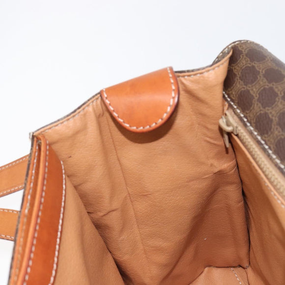 CELINE Macadam Canvas Circle Shoulder Bag PVC Leather Brown Gold Auth 214660A
