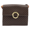 CELINE Macadam Canvas Circle Shoulder Bag PVC Leather Brown Gold Auth 214660A-2