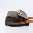 CELINE Macadam Canvas Circle Shoulder Bag PVC Leather Brown Gold Auth 214660A-4