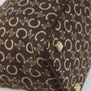 CELINE C Macadam Canvas Shoulder Bag Brown Gold Auth 214671A-11