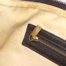 CELINE C Macadam Canvas Shoulder Bag Brown Gold Auth 214671A-20