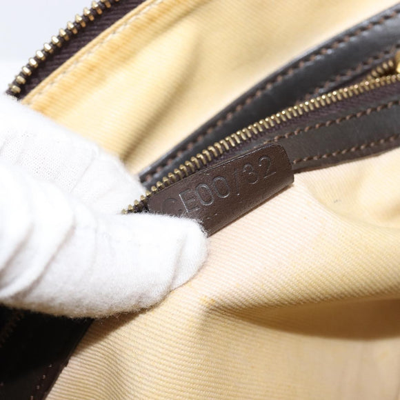 CELINE C Macadam Canvas Shoulder Bag Brown Gold Auth 214671A