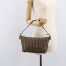 CELINE C Macadam Canvas Shoulder Bag Brown Gold Auth 214671A-23