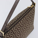 CELINE C Macadam Canvas Shoulder Bag Brown Gold Auth 214671A-6