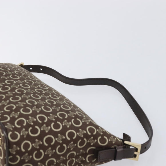 CELINE C Macadam Canvas Shoulder Bag Brown Gold Auth 214671A