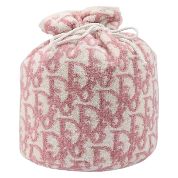 Christian Dior Trotter Pouch Pile Pink White Auth 214674A