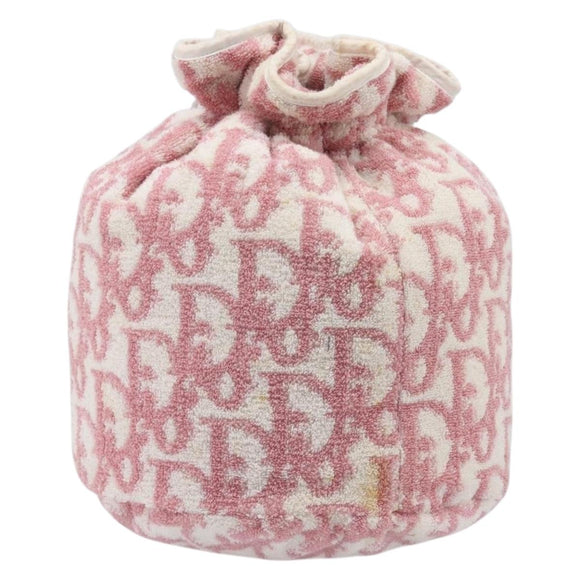 Christian Dior Trotter Pouch Pile Pink White Auth 214674A
