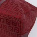 FENDI Zucchino Canvas Hand Bag Red Gold Auth 214677V-10
