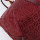 FENDI Zucchino Canvas Hand Bag Red Gold Auth 214677V-11