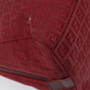 FENDI Zucchino Canvas Hand Bag Red Gold Auth 214677V-13