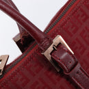 FENDI Zucchino Canvas Hand Bag Red Gold Auth 214677V-14