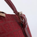 FENDI Zucchino Canvas Hand Bag Red Gold Auth 214677V-15
