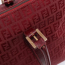 FENDI Zucchino Canvas Hand Bag Red Gold Auth 214677V-16