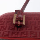 FENDI Zucchino Canvas Hand Bag Red Gold Auth 214677V-17
