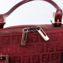 FENDI Zucchino Canvas Hand Bag Red Gold Auth 214677V-18