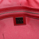 FENDI Zucchino Canvas Hand Bag Red Gold Auth 214677V-19