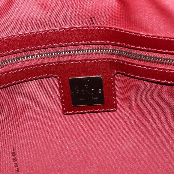 FENDI Zucchino Canvas Hand Bag Red Gold Auth 214677V