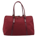 FENDI Zucchino Canvas Hand Bag Red Gold Auth 214677V-2