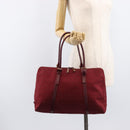 FENDI Zucchino Canvas Hand Bag Red Gold Auth 214677V-26
