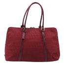 FENDI Zucchino Canvas Hand Bag Red Gold Auth 214677V-3