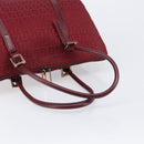 FENDI Zucchino Canvas Hand Bag Red Gold Auth 214677V-7