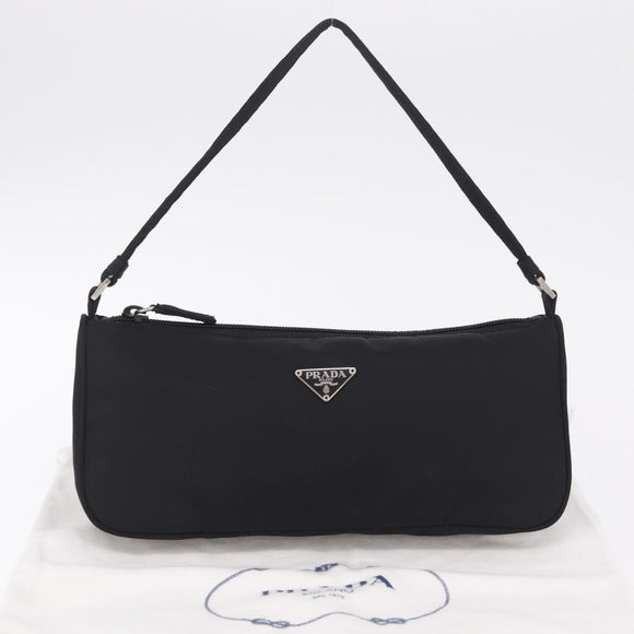 PRADA Accessory Pouch Nylon Black Silver Auth 214679V