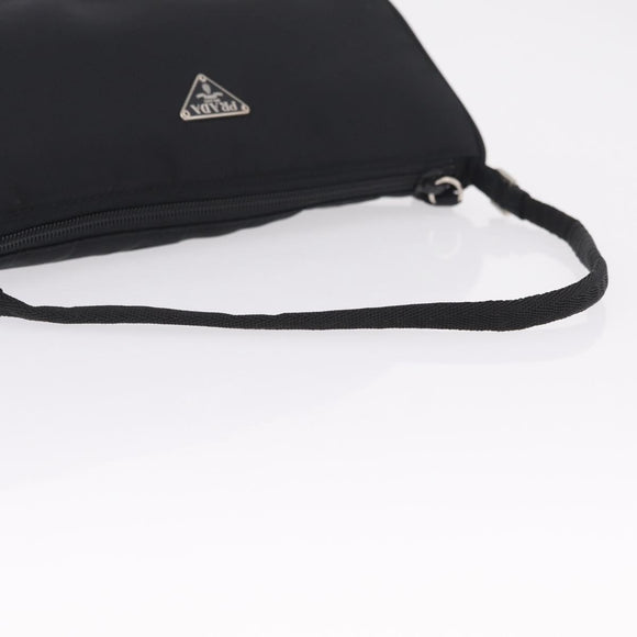 PRADA Accessory Pouch Nylon Black Silver Auth 214679V