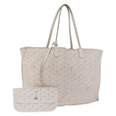 Goyard Herringbone Saint Louis PM Tote Bag PVC White Silver Auth 214681-1