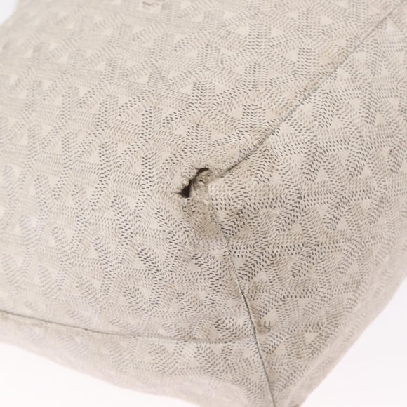 Goyard Herringbone Saint Louis PM Tote Bag PVC White Silver Auth 214681